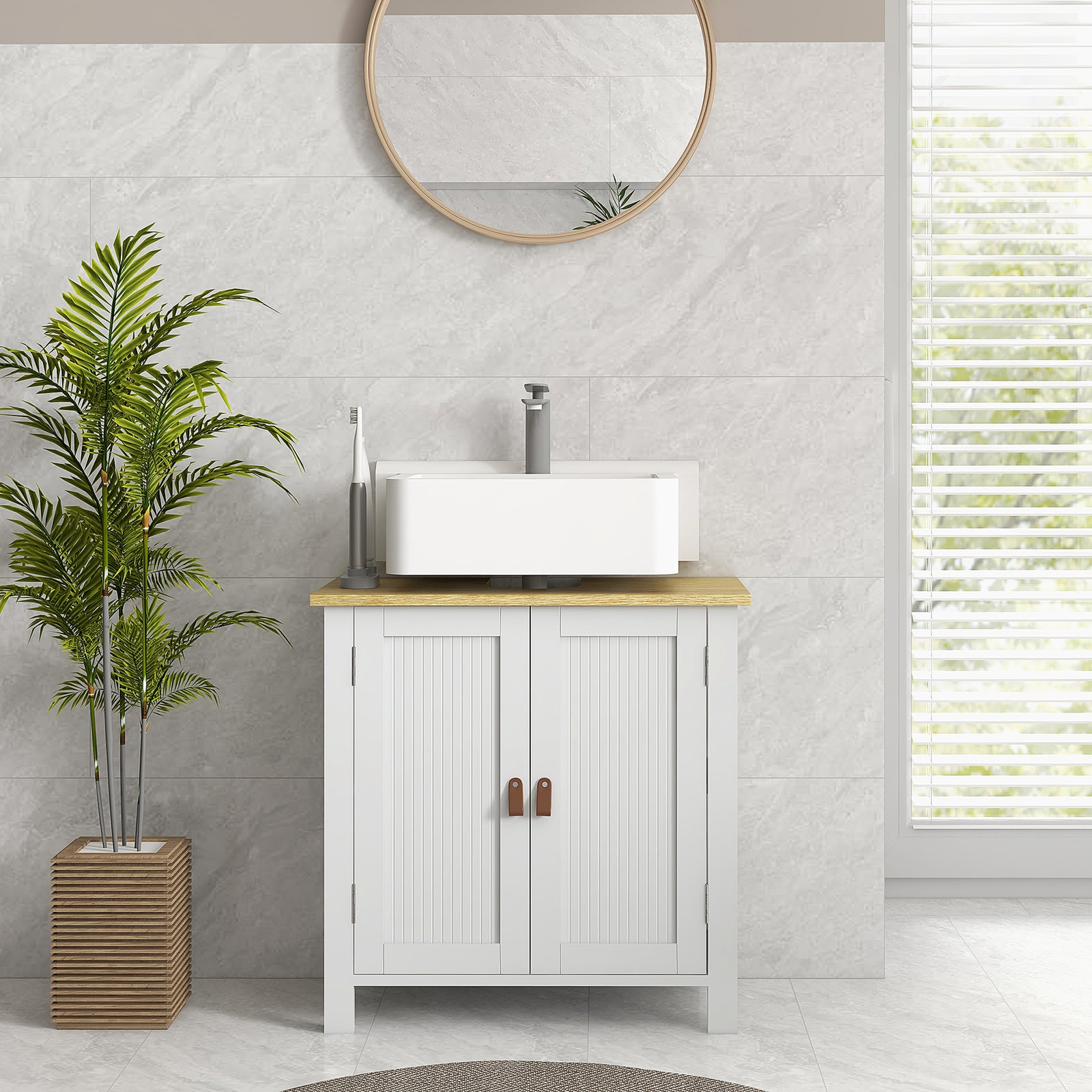 Bathroom Under Sink Cabinet With Adjustable Shelf, White