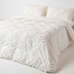 Diamond Cotton Tufted Duvet Cover Set | Single | White