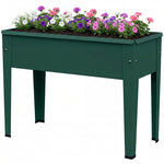 Raised Planter, Metal Raised Garden Bed On Legs With Drainage Hole | Green