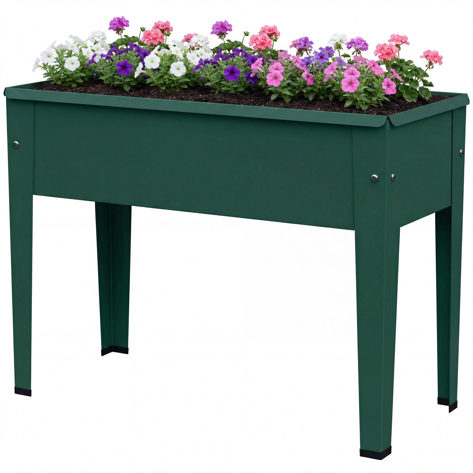 Raised Planter, Metal Raised Garden Bed On Legs With Drainage Hole | Green