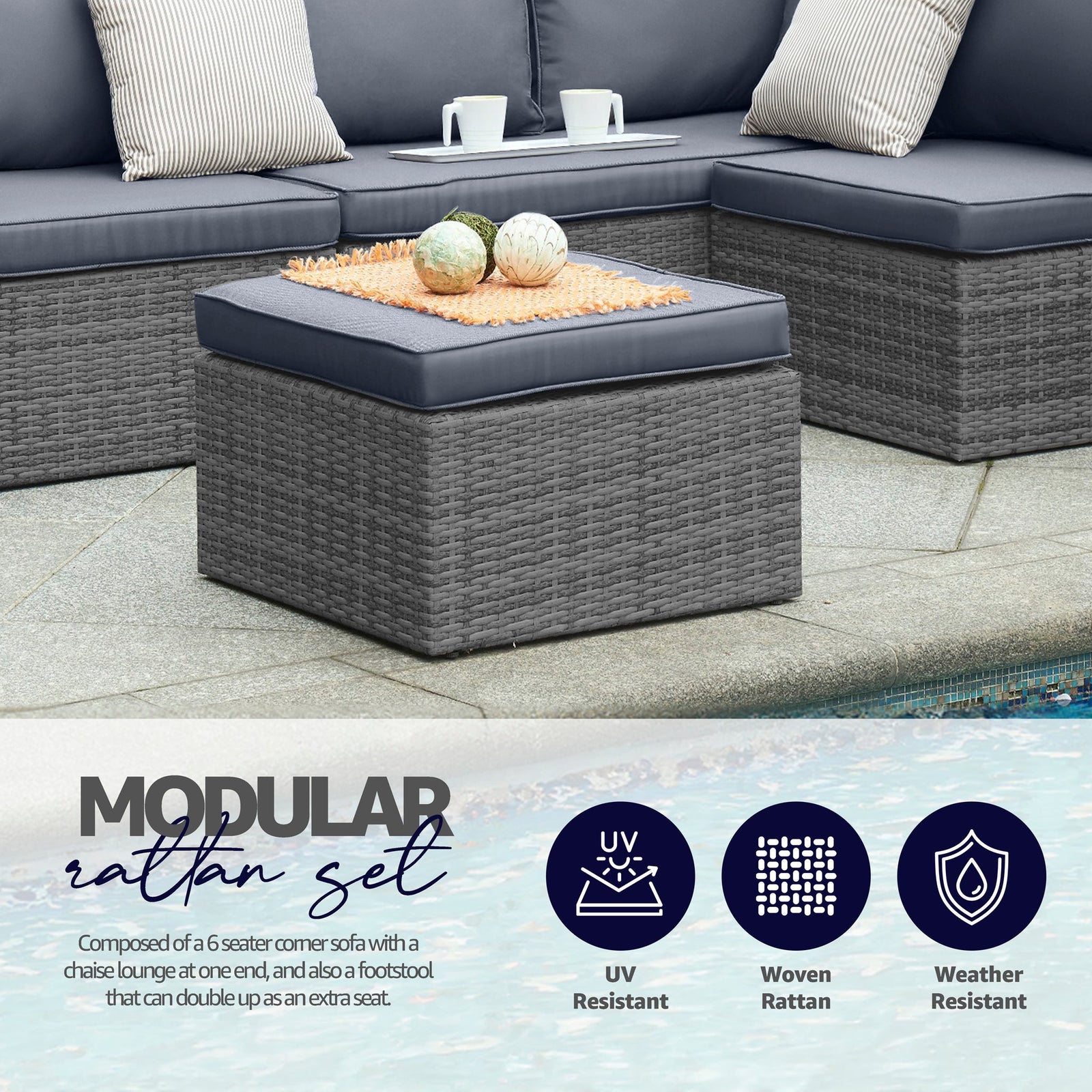 6-seater Rattan Corner Sofa Garden Furniture Set