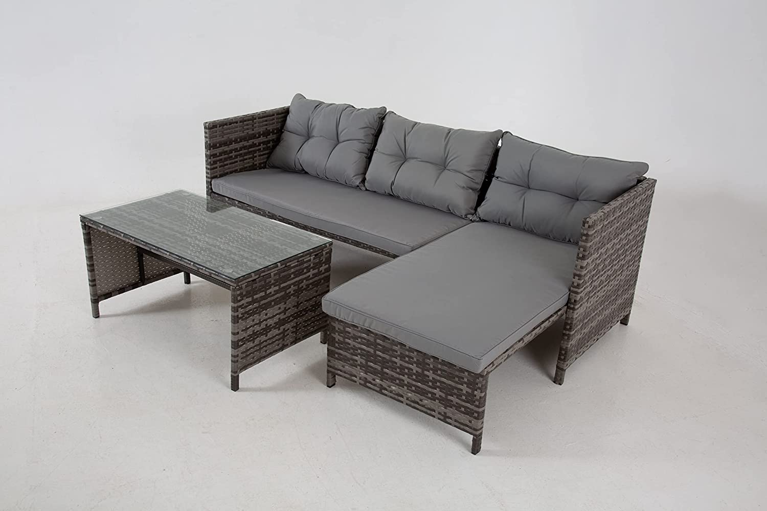Riverside Grey Corner Rattan Patio Set - Stylish And Durable Outdoor Furniture | Gray
