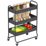 3-tier Storage Trolley, Storage Cart With Mesh Backets, Wheels | Black