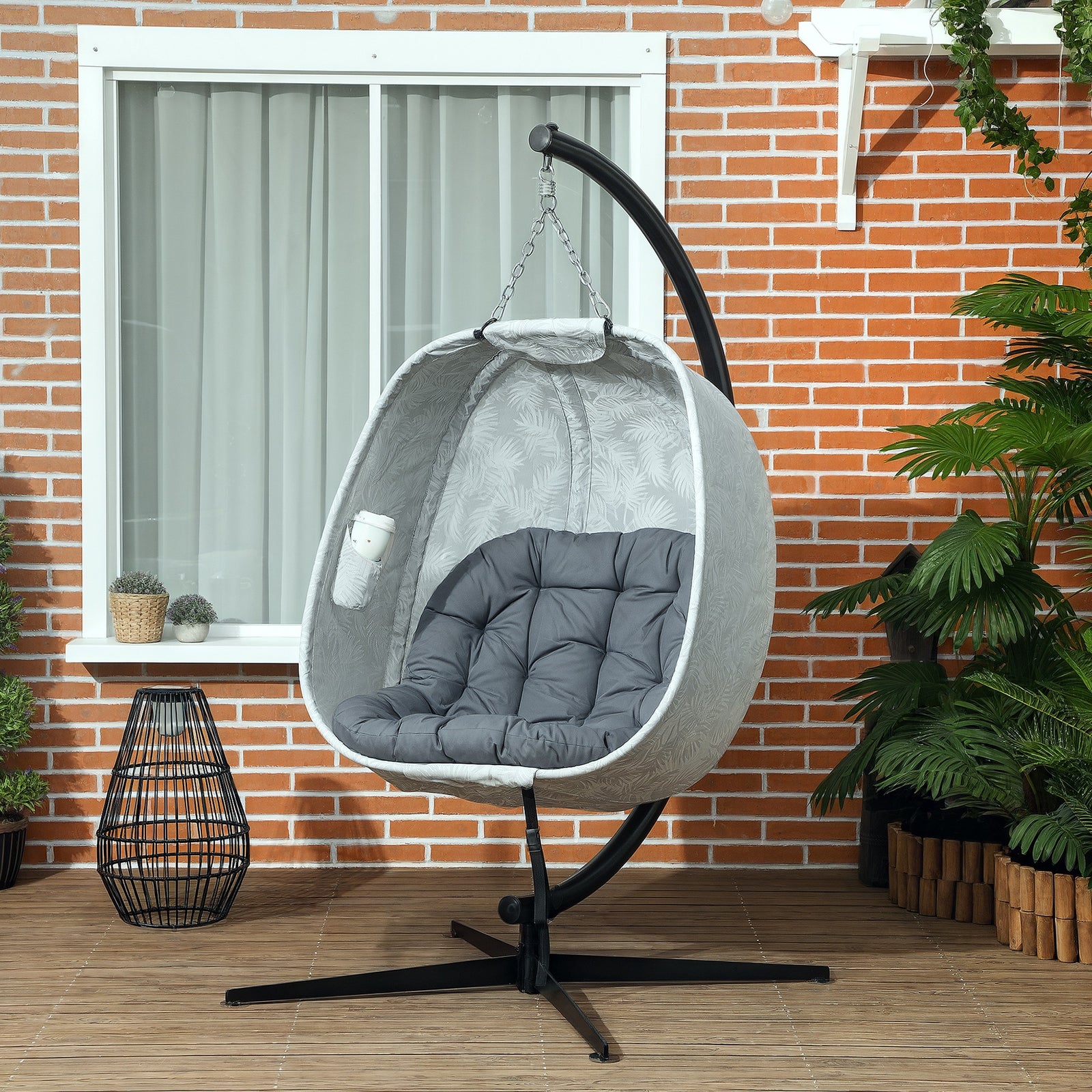 Hanging Egg Chair Outdoor Indoor Swing Chair, Folding Basket | Gray