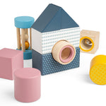 Wooden Sensory Explorer Blocks, Includes Storage Tray