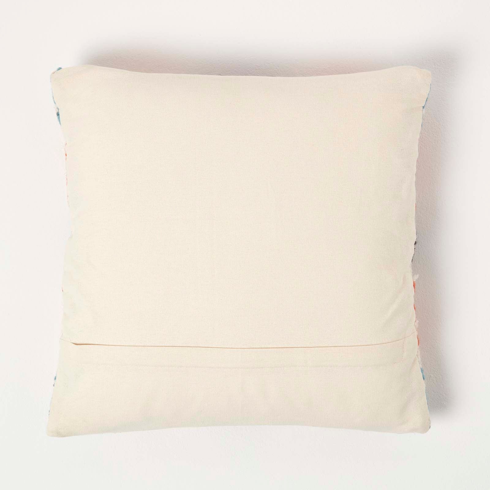 Handwoven Kilim Cushion With Feather Filling | 45cm x 45cm | Pink & White