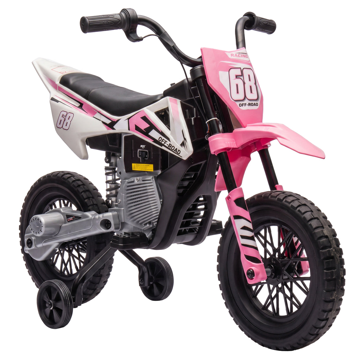 AIYAPLAY 12v Ride On Motorbike With Removable Training Wheels