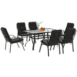 7-piece Dining Set, Rectangular Table & 6 Chairs, Black