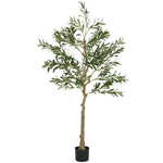 Indoor Artificial Plant, Faux Potted Silk Olive Tree | Large | Green