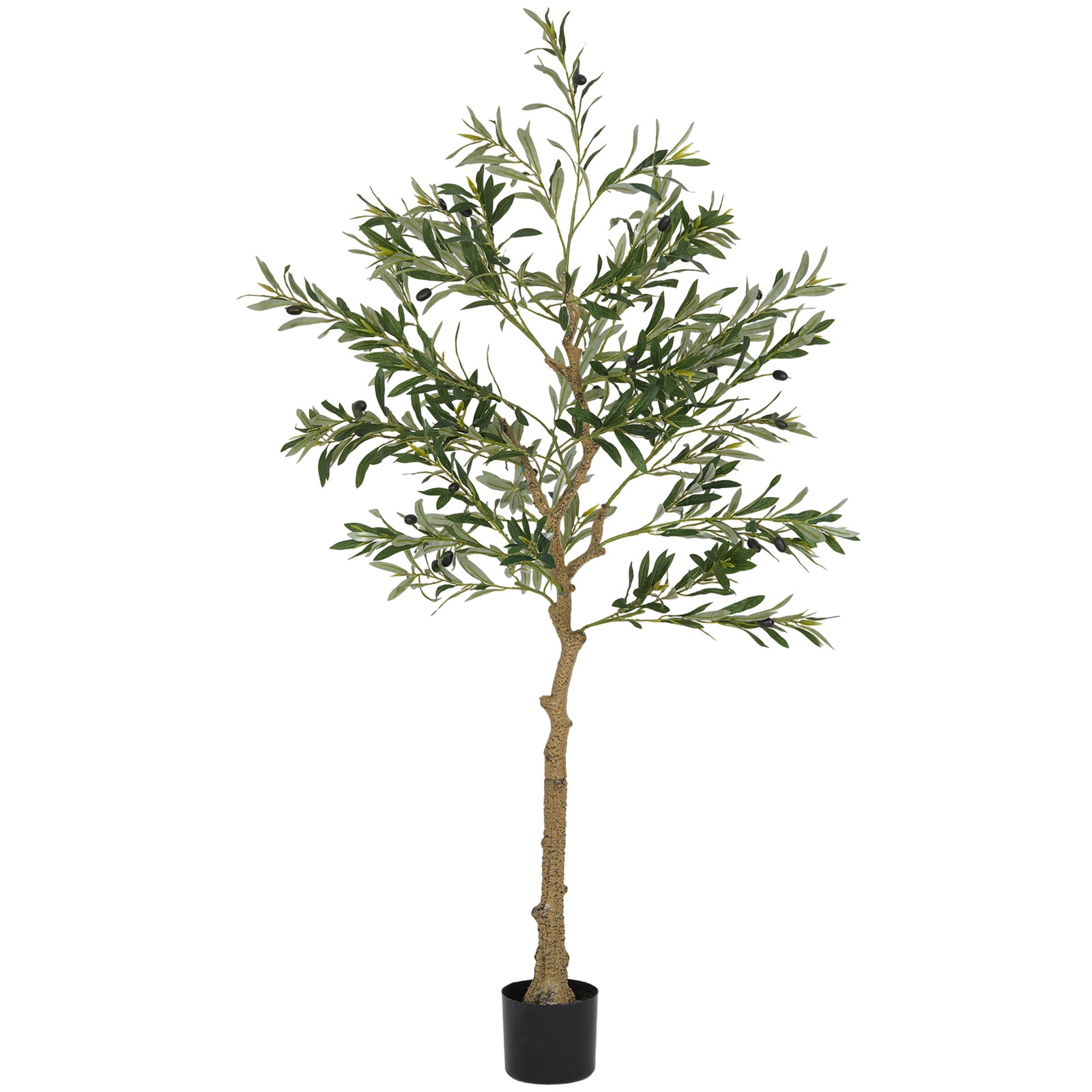 Indoor Artificial Plant, Faux Potted Silk Olive Tree | Large | Green