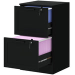 HOMCOM 2 Drawer File Cabinet With Lock And Adjustable Hanging Bars, Black