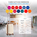 55x35x20cm Cabin Carry On Suitcase Hard Shell Overhead Luggage 100+ Airlines Approved | Cabin | Cream & Brown