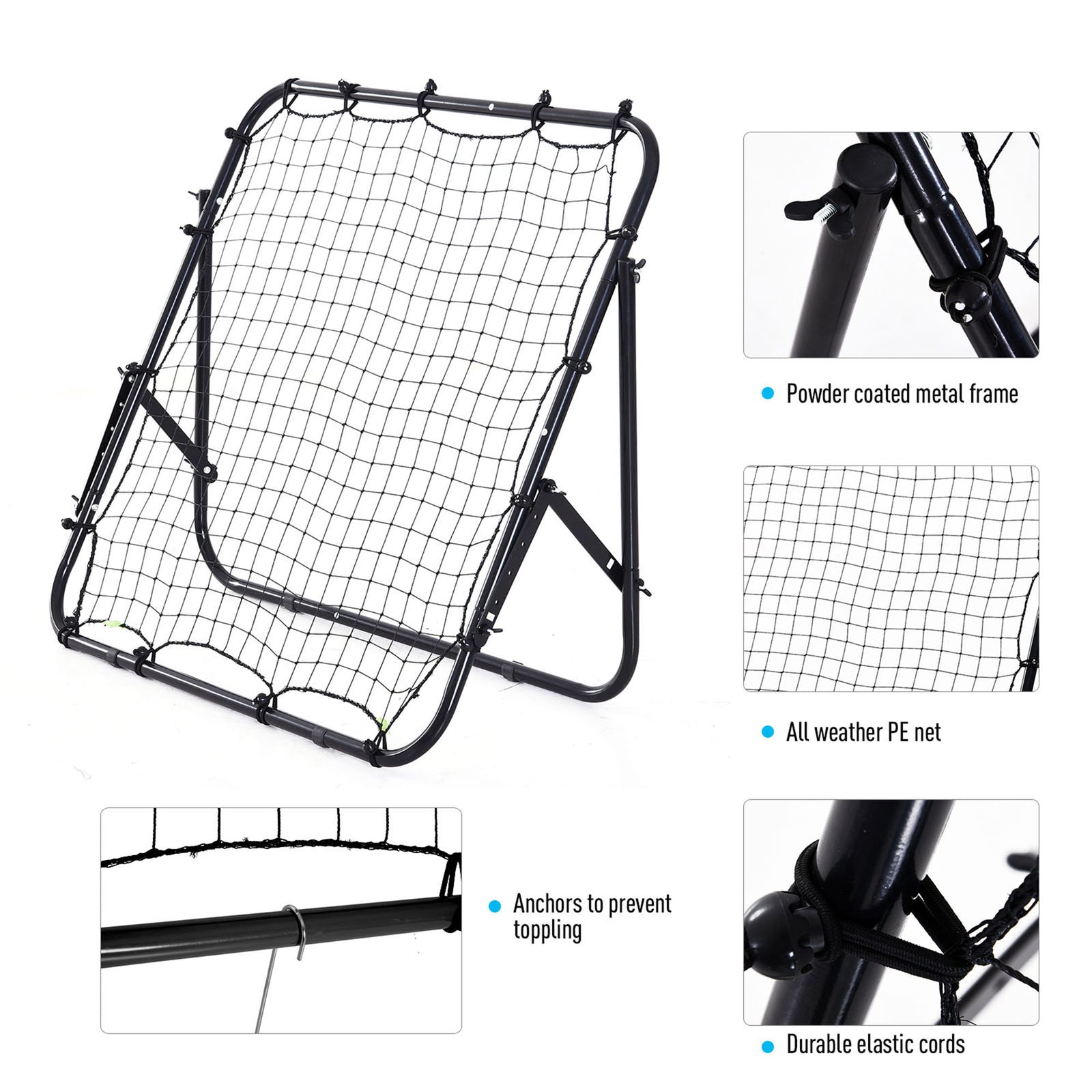 Rebounder Net Practise Football Kickback Target Goal | Black