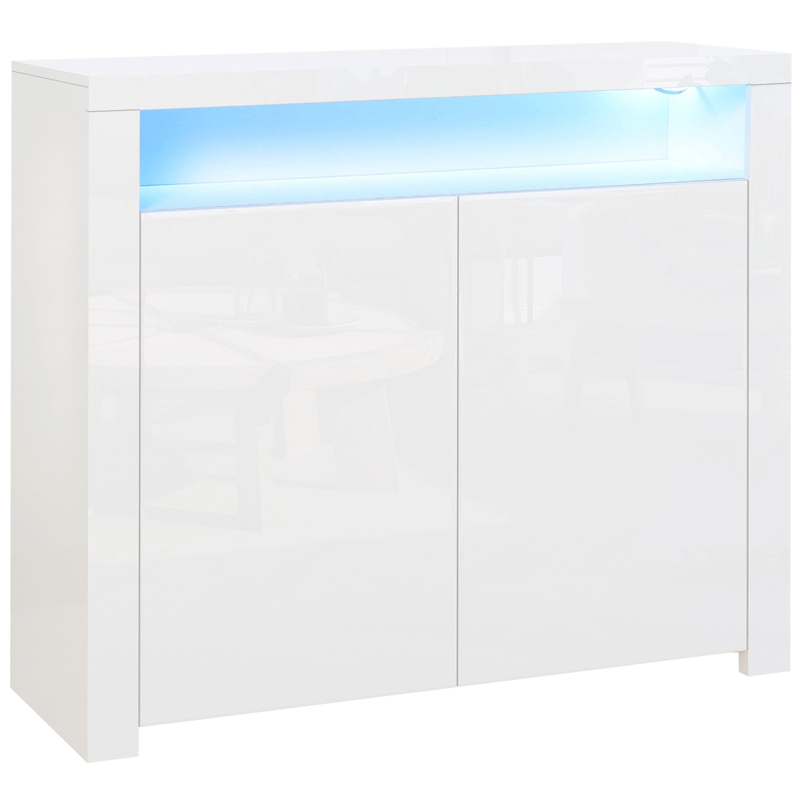 Modern High Gloss Rgb Led Cabinet Cupboard Console | One Size | White