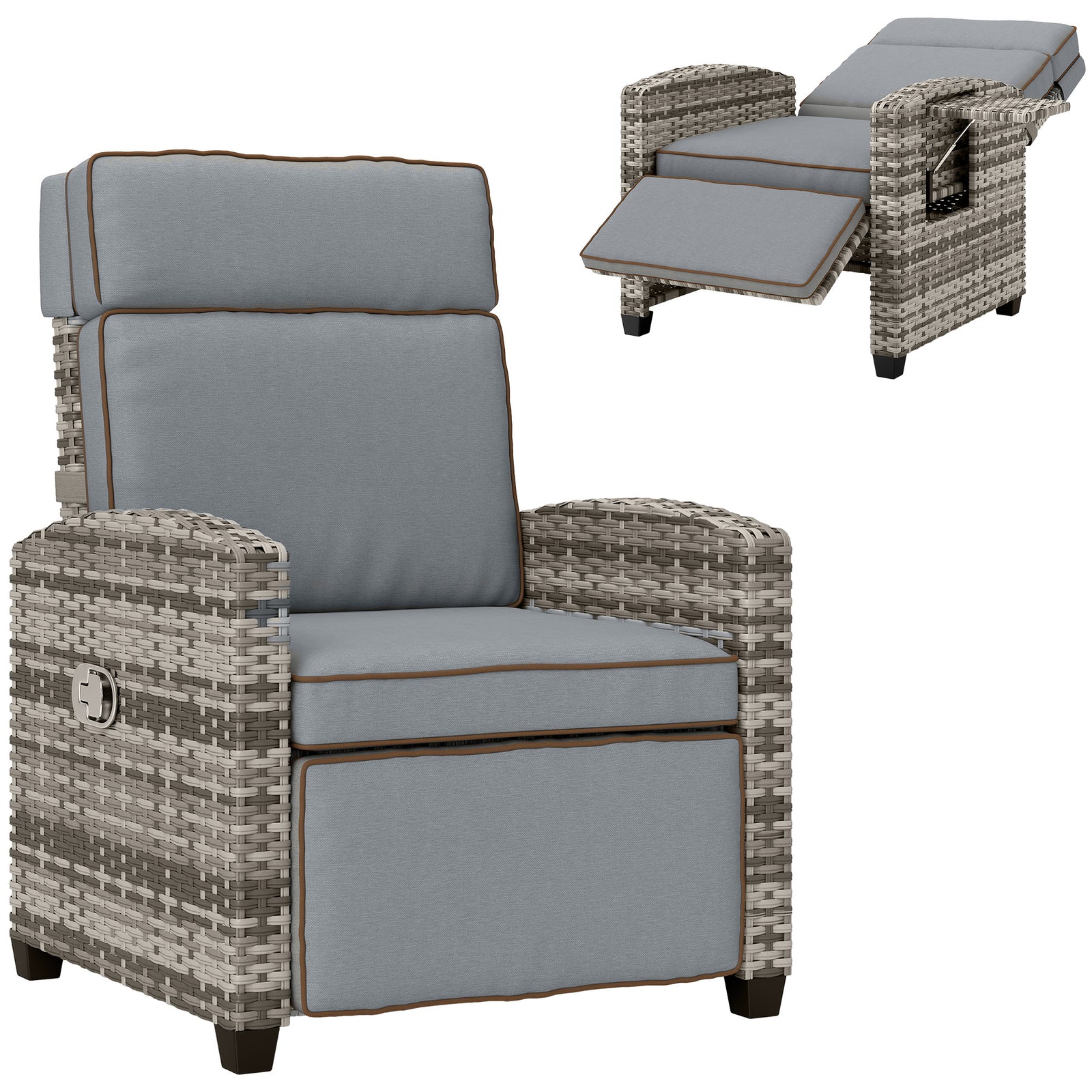 Rattan Recliner Chair, Adjustable Backrest