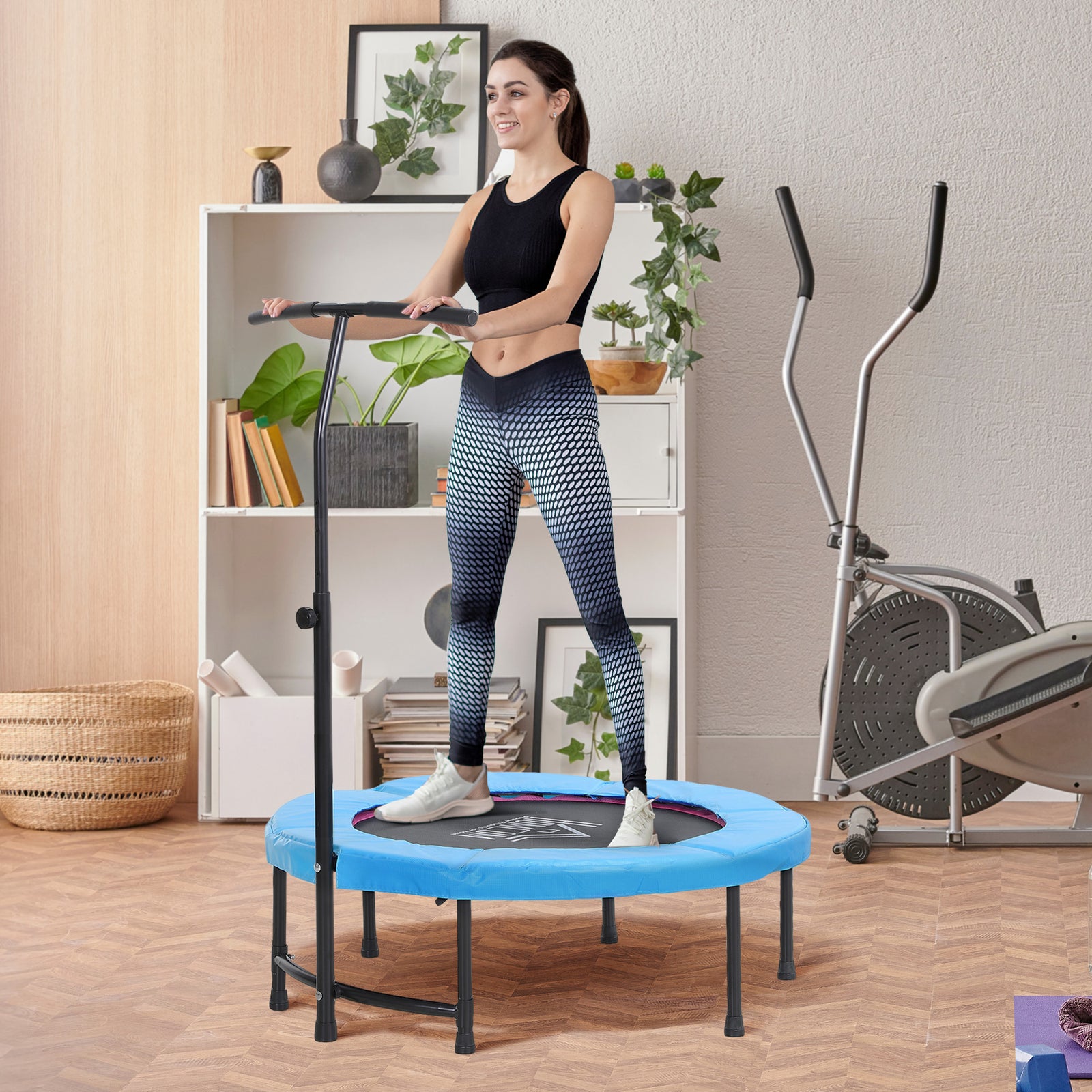 40'' Mini Trampoline, Adult Rebounder Jumper W/ Handle | Blue