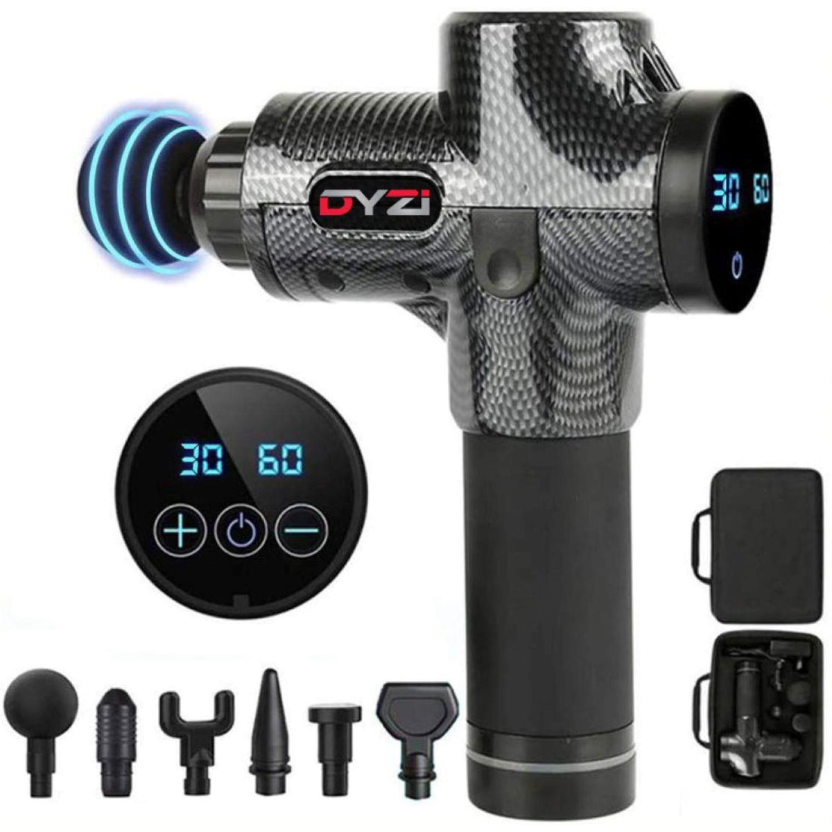 Dyzi Deep Tissue Muscle Massager  6 Heads  Handheld Massage Gun