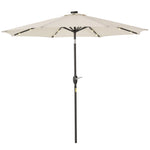 Parasol Patio Umbrella W/ Led Light Crank | White