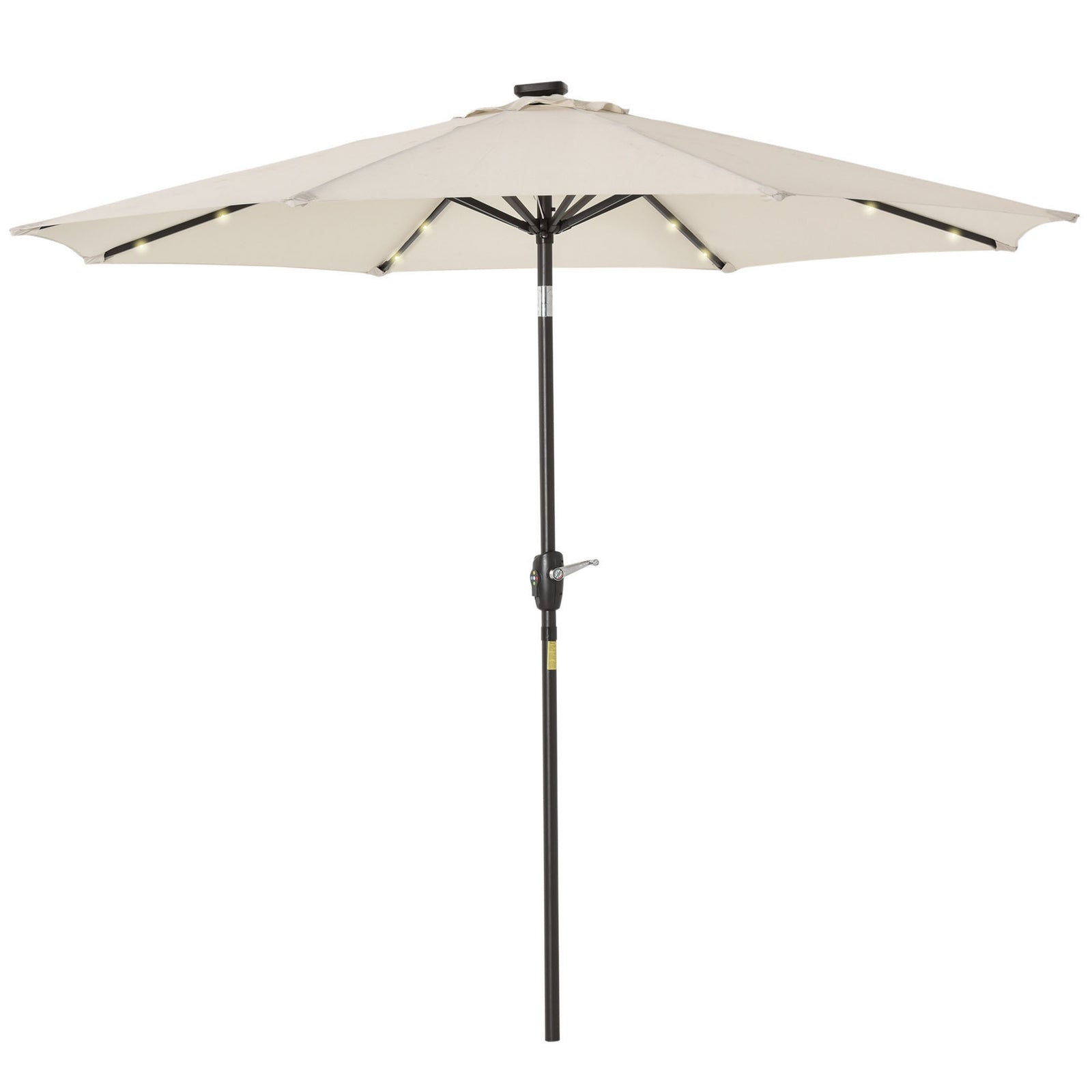 Parasol Patio Umbrella W/ Led Light Crank | White