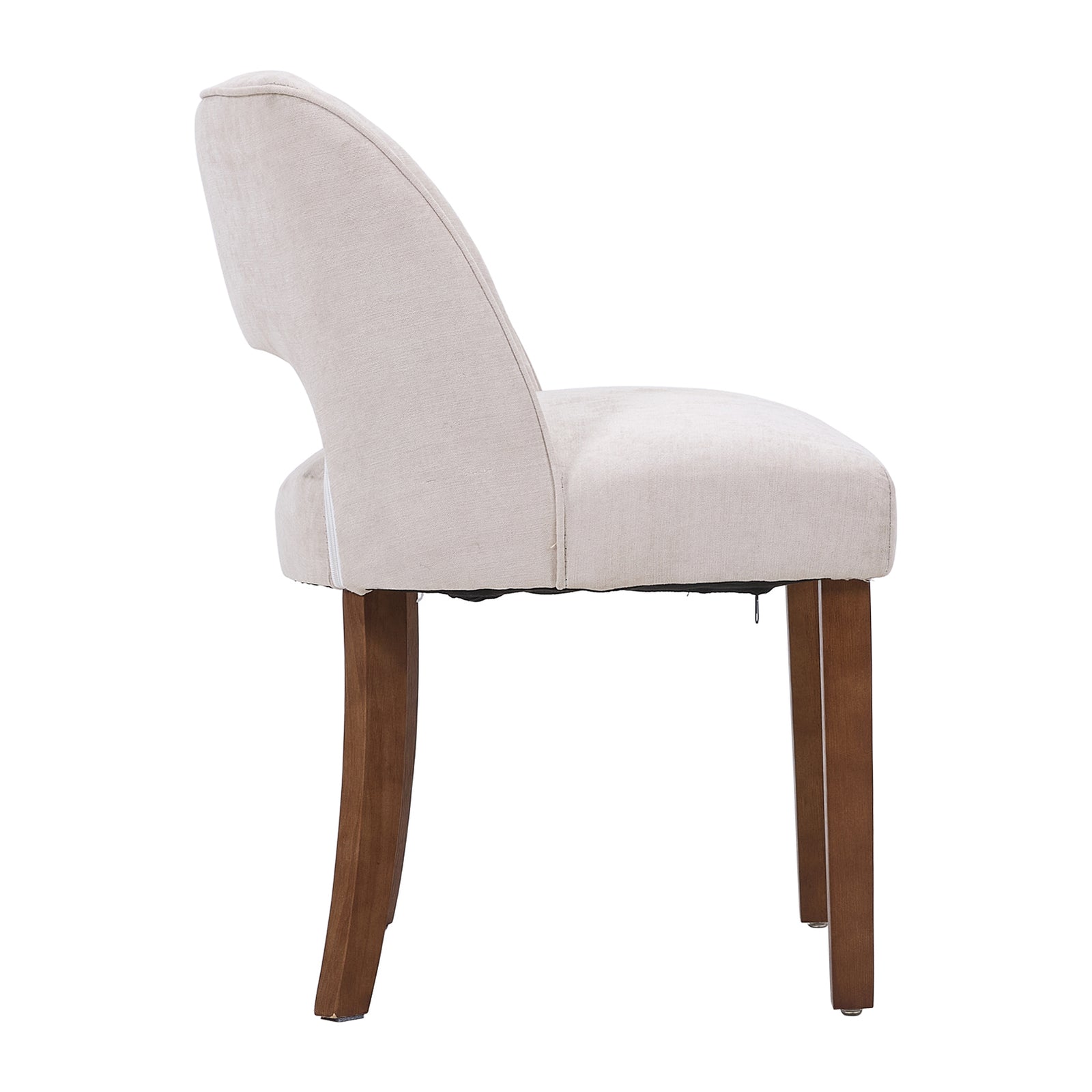 Set Of 2 Chenille Upholstered Dining Chairs | Beige