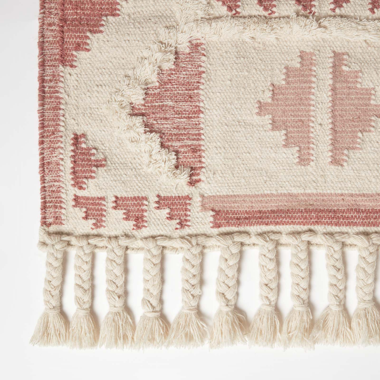 Satara Pink Kilim Wool Rug | 150cm x 220cm | Pink