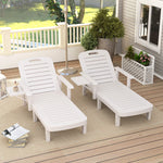 Set Of 2 Resin Reclining Sun Loungers For Garden | White