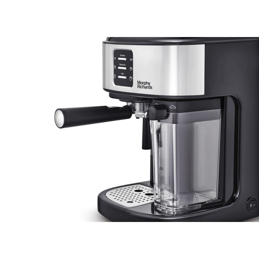 Traditional Pump Espresso Coffee Machine And Milk Frother | Black