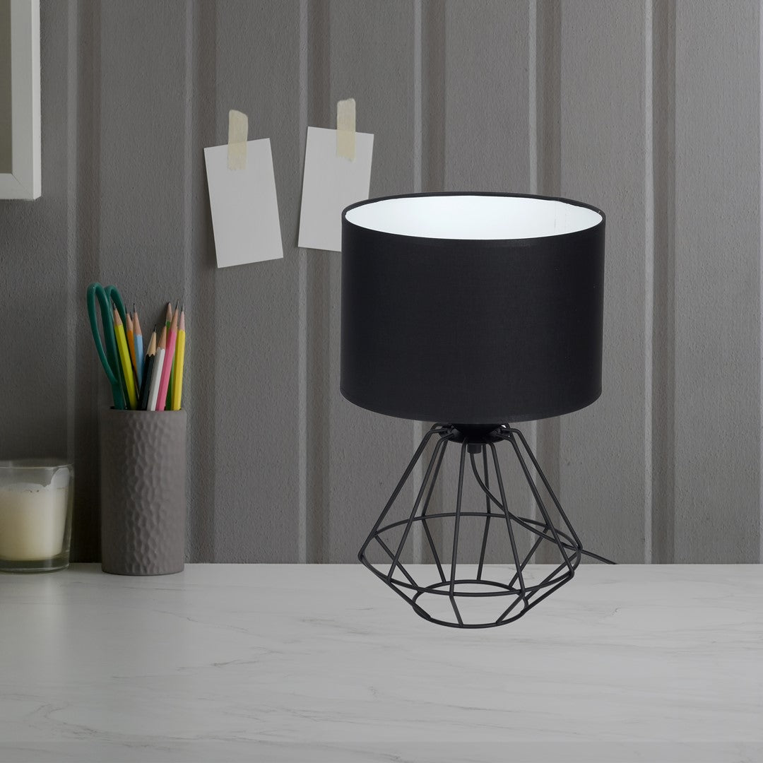 Colin Black Table Lamp 1xe27 Hand Made Matt Black Cage Style Lamps Creating Industrial Chic