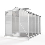 Polycarbonate Greenhouse With Base– Aluminum Frame Walk-in Greenhouse With Sliding Door & Ventilation Window For Plants & Flowers | Large | Clear