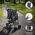 Pet Stroller With Rain Cover | Grey