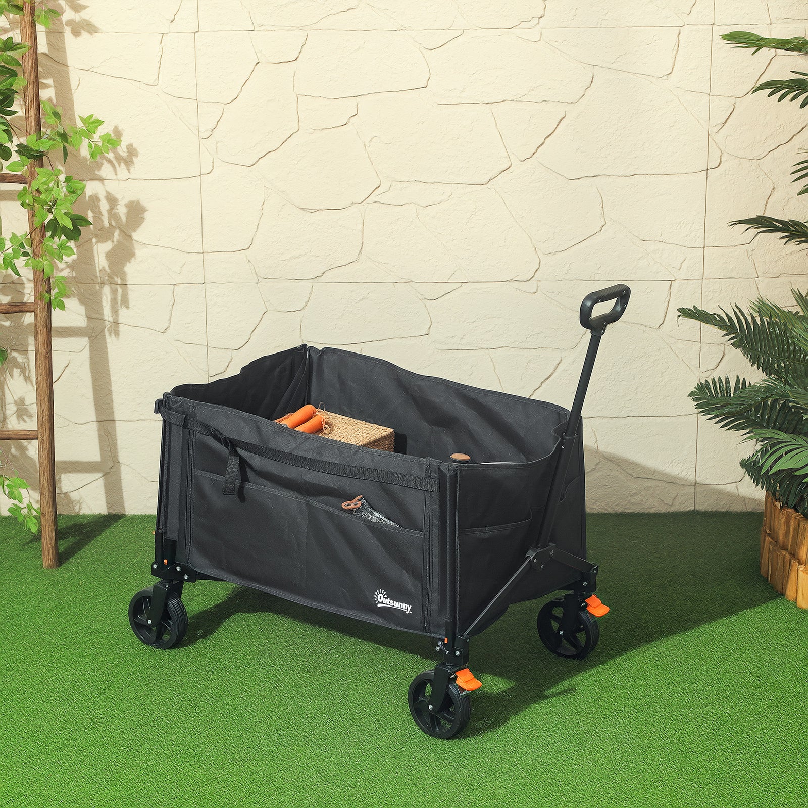 150l Folding Trolley, Collapsible Wagon | Black