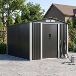 Breeins 8 X 10ft Large Metal Outdoor Storage Shed with Apex Roof, Lockable Double Sliding Doors & Air Vents, Weather-Resistant Garden Tool Storage House
