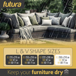 L Shaped Waterproof Garden Furniture Cover, Outdoor Patio Weatherproof Rattan Sofa Shield | 260 x 210 x 80cm | Black
