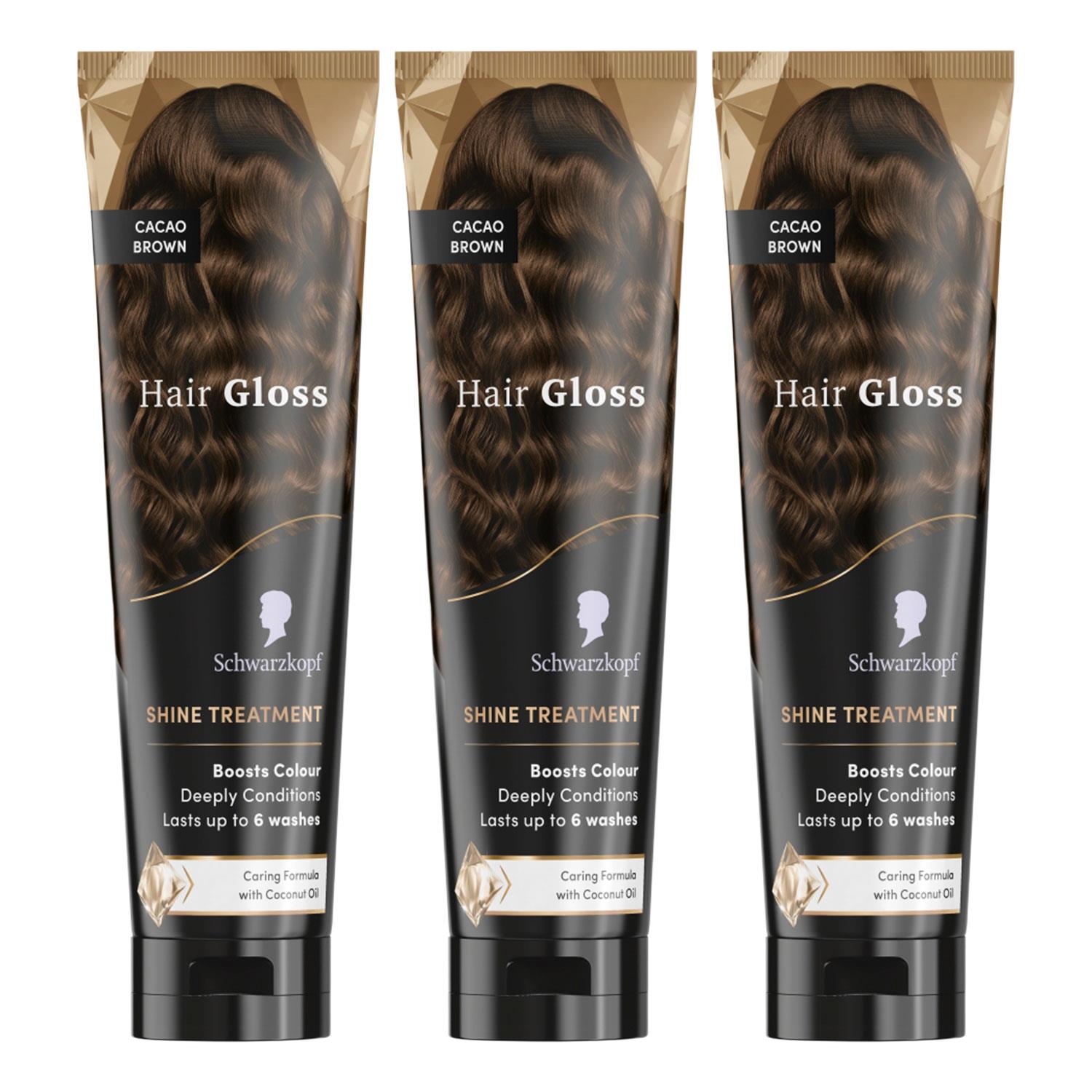 Hair Gloss Shine Treatment 150ml, 3 Pack | Set-of-3 | Cacao Brown