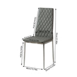 Pvc High Back Modern Dining Chairs | Set of 4 | Grey