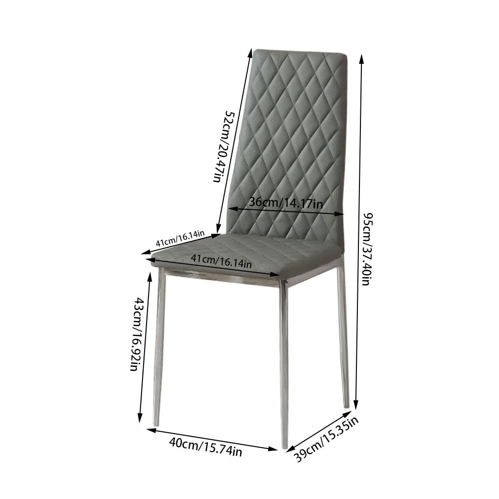 Pvc High Back Modern Dining Chairs | Set of 4 | Grey