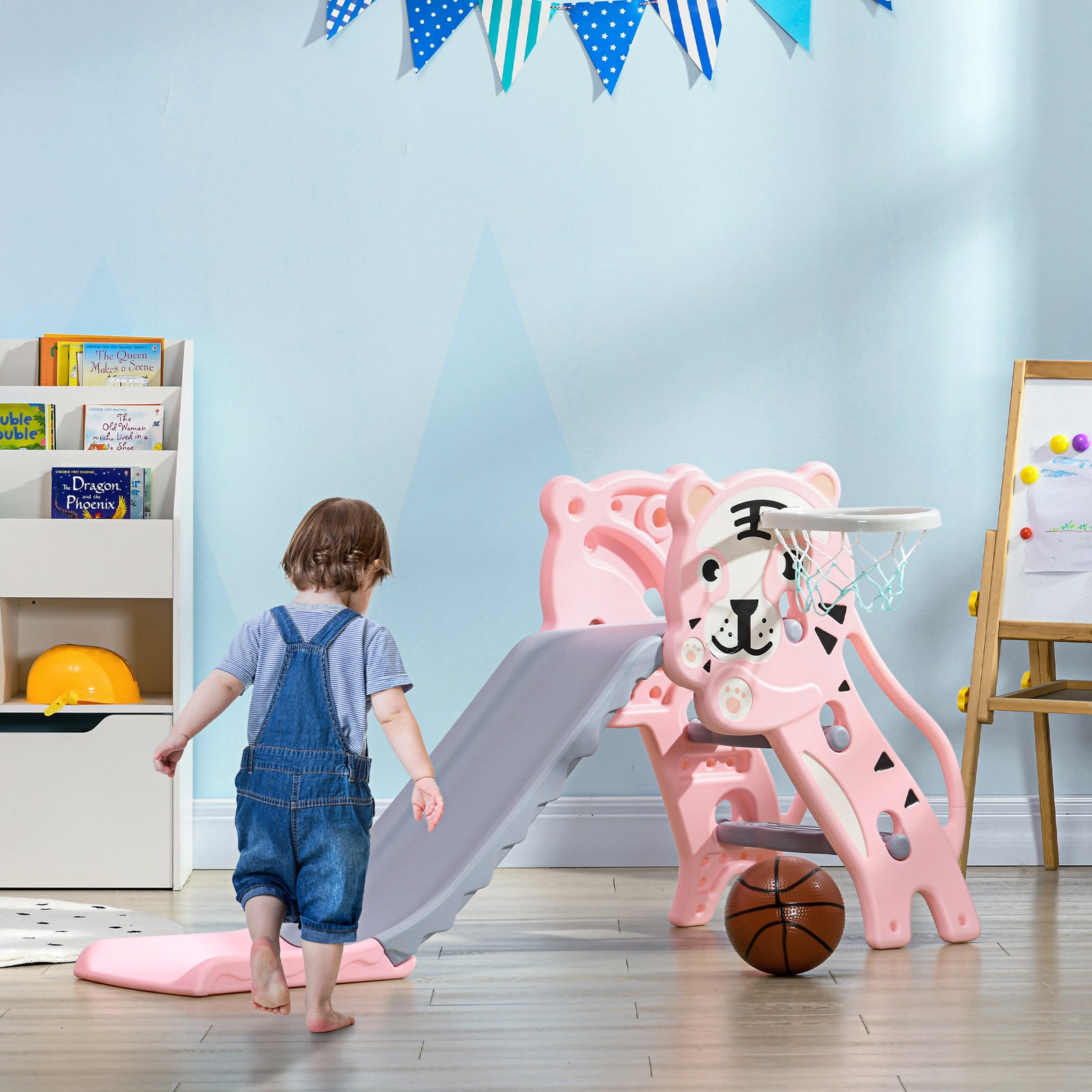 Kids Slide With Basketball Hoop, Basketball, For 18-36 Months | Pink
