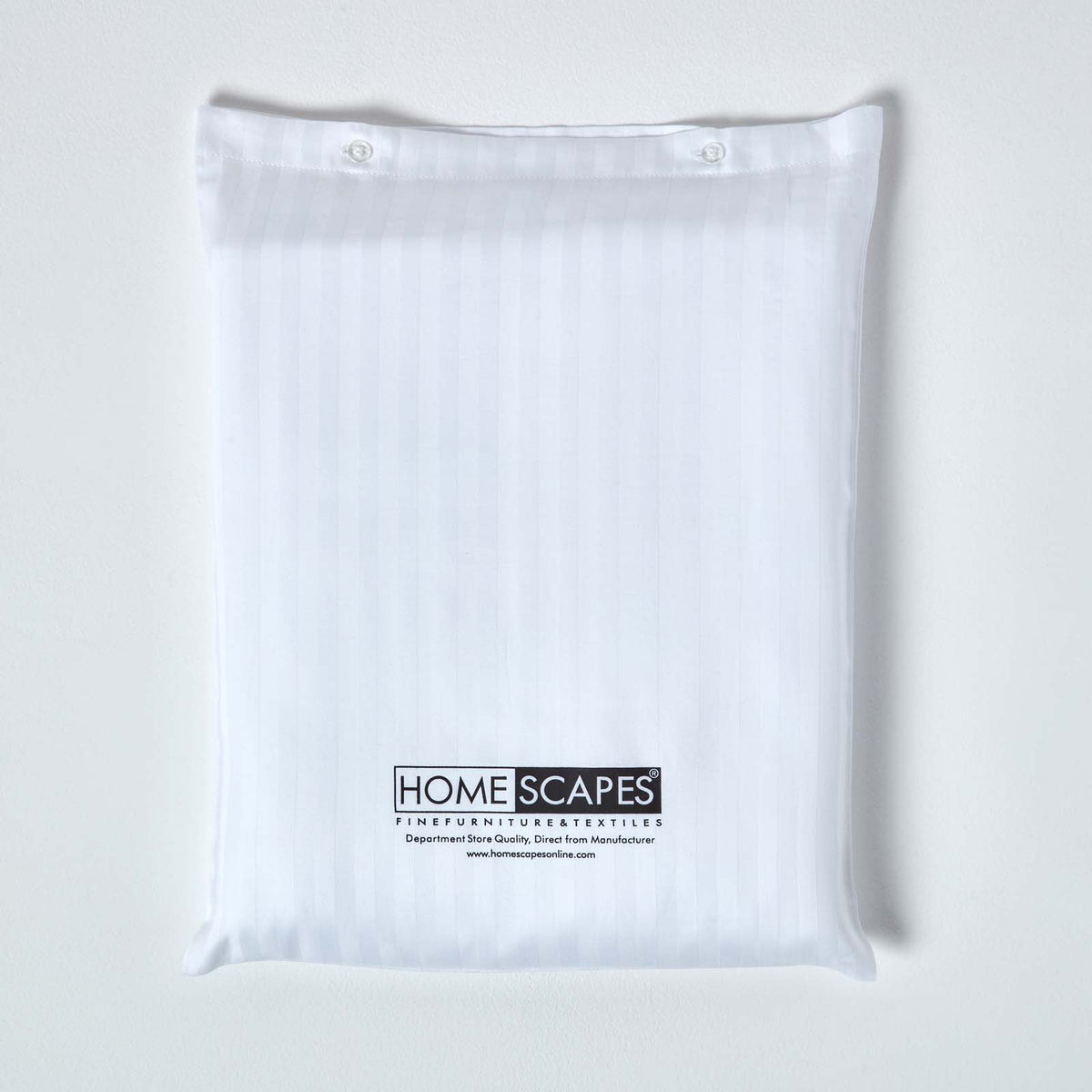 Egyptian Cotton Stripe Duvet Cover With Pillowcase, 330 Tc | Double | White