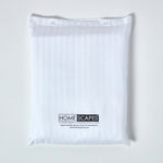 Egyptian Cotton Stripe Duvet Cover With Pillowcase, 330 Tc | Single | White