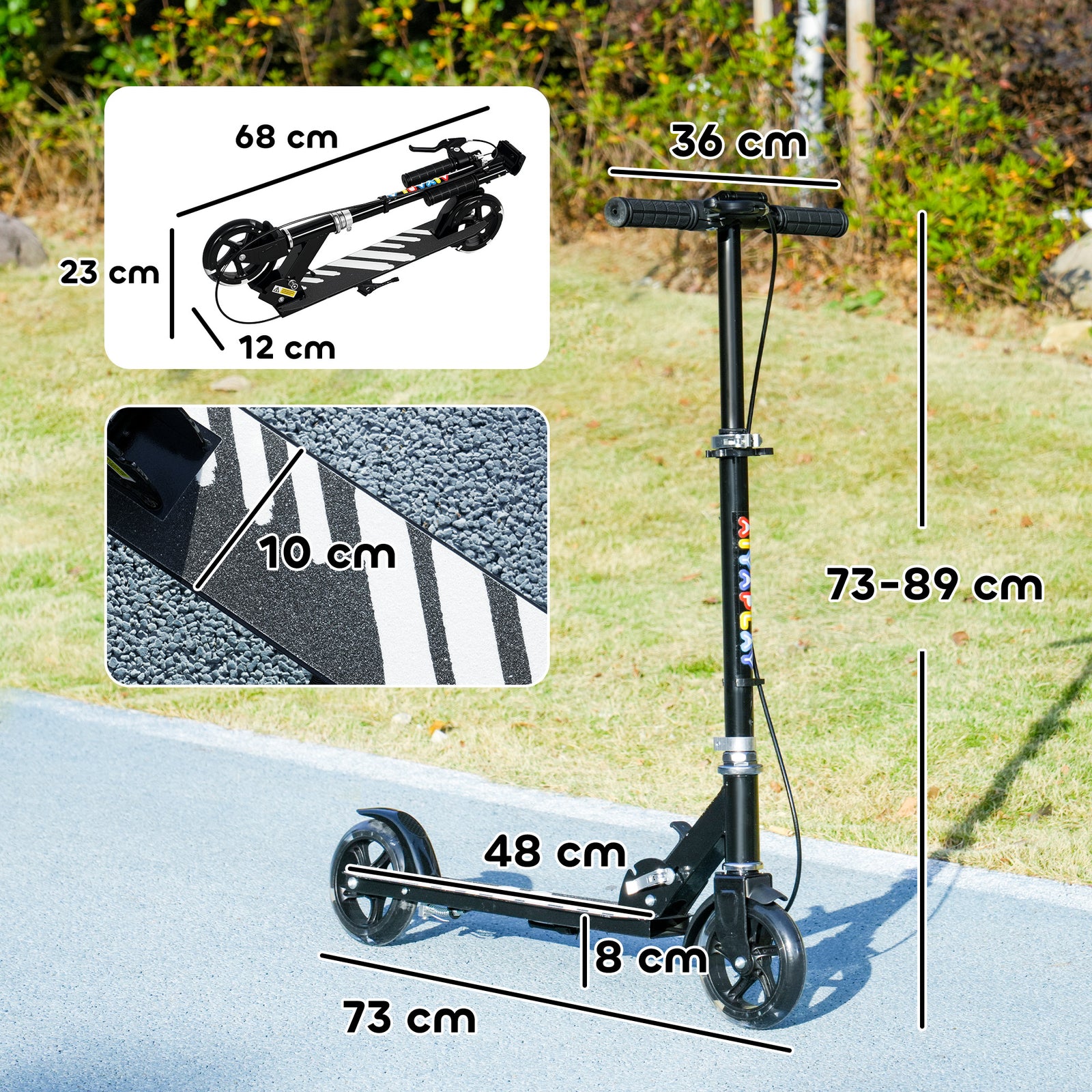 Scooter For Kids, Folding Light Up Kick Scooter With Adjustable Handle | Black