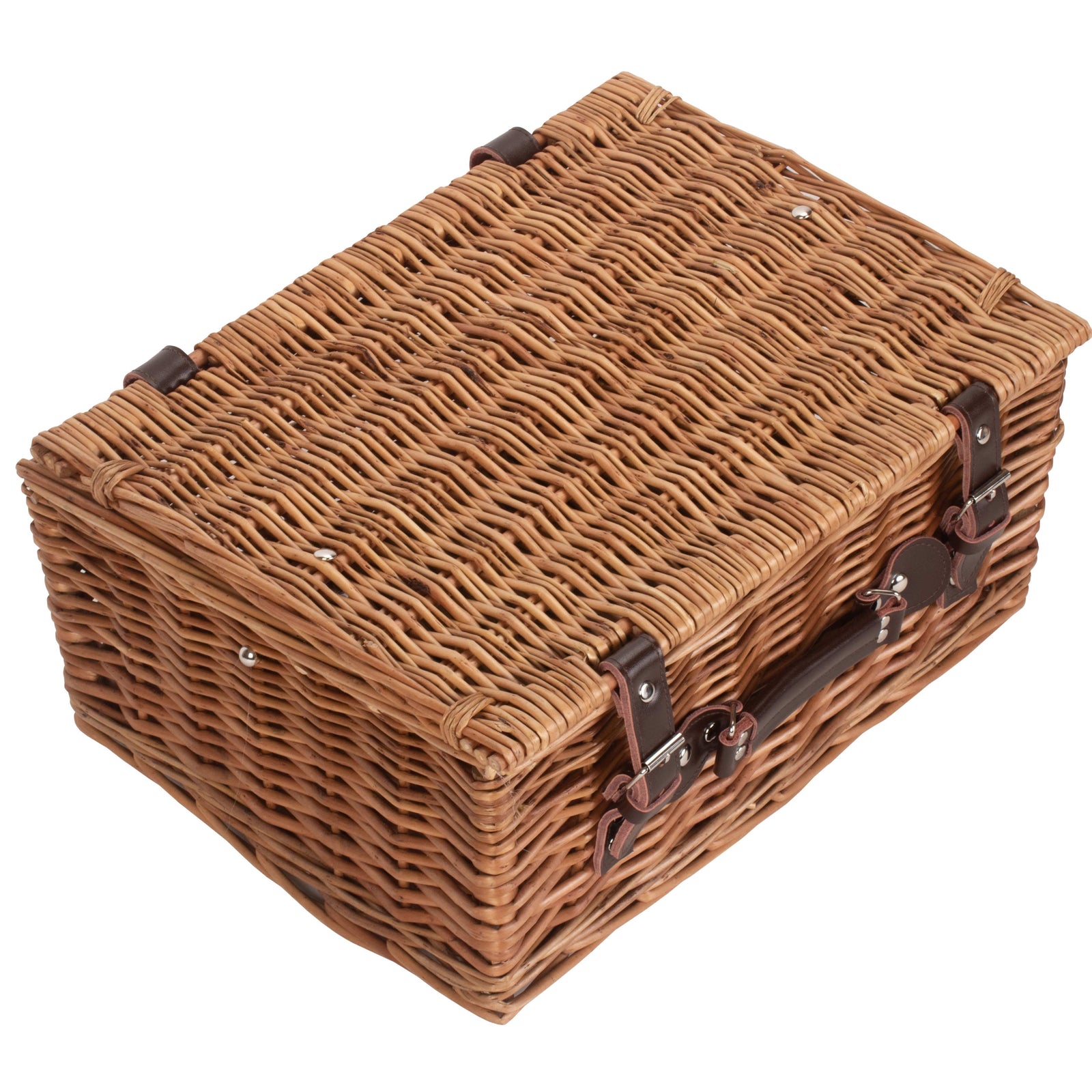 Wicker Double Steamed 40cm Picnic Basket | Brown