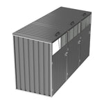 3 Bin Storage Shed – Heavy-duty Galvanized Steel Outdoor Bin Store With Lift-up Lids & Lockable Doors | Grey
