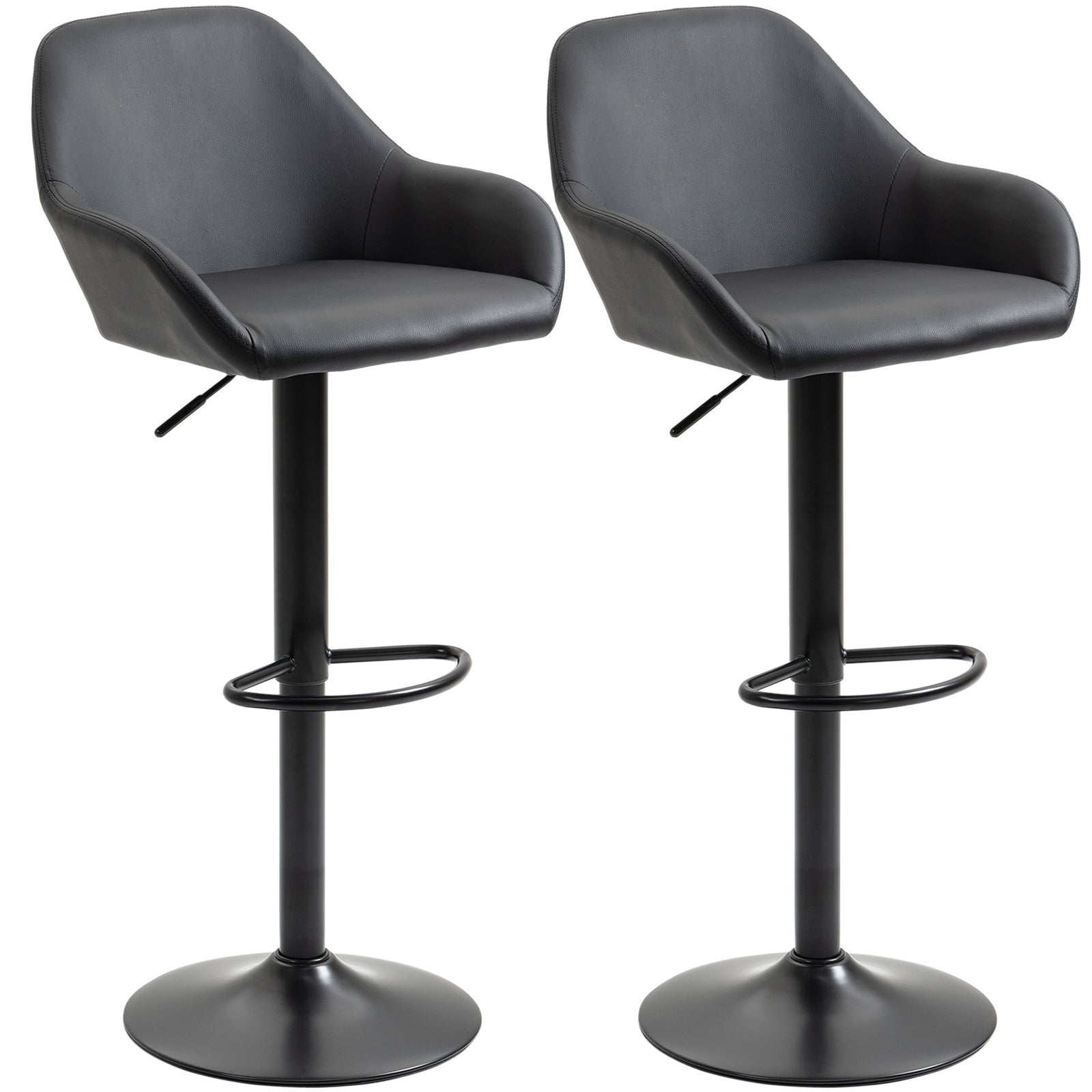 Adjustable Barstools With Footrest Set Of 2 | Black