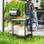 Bbq Trolley W/ Foldable Side Table, Movable Pizza Table