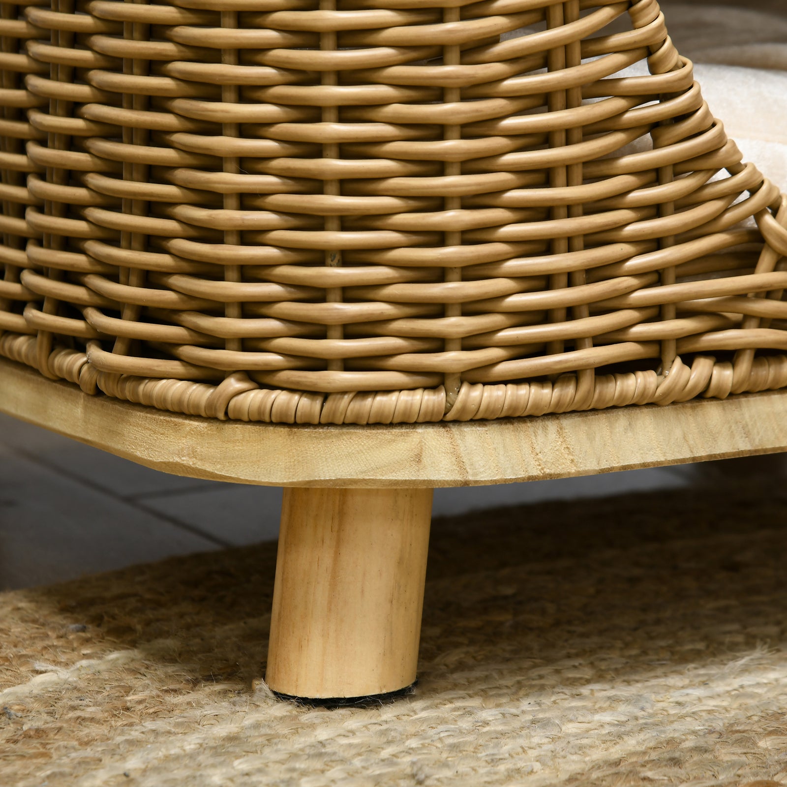 Elevated Design Wicker Cat House With Washable Cushion, Light Brown