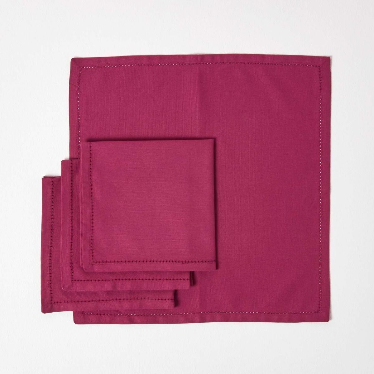 Plain Cotton Fabric 4 Napkins Set | 45cm x 45cm | Plum