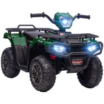 12v Electric Quad Bike For Kids W/ Led Headlights, Music | Green