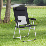 Folding Camping Chair, 3-position Recliner, Black | Black