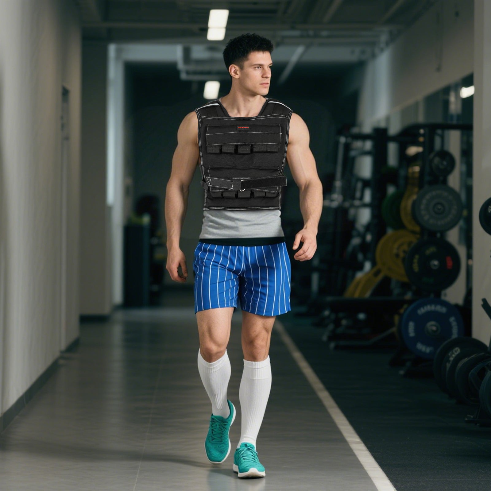 20kg Adjustable Weighted Vest With 20 Metal Weights, Weight Vest