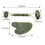 Gua Sha And Jade Roller Set For Facial Massage | Dark Green
